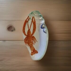 Italian Majolica Seafood Platter Lobster Shells Made in Italy Dish 3D Coastal